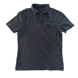 Lululemon Faded Blue Gray Performance Athletic Polo Shirt Tail Pocket